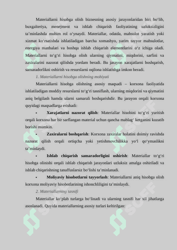 Biznesda materiallarni hisobga olishning o'ziga xos xususiyatlari 4