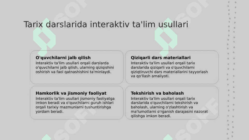 Tarix darslari samadorligini oshirib borishning asosiy omillari 3