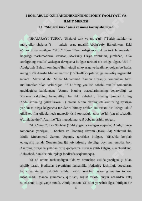 ABULGOZI BAXODIRXONNING "SHAJARAI TURK" ASARIDA IMSOLLAR SILSILASI VA ADIB MAXORATI MASALASI 5
