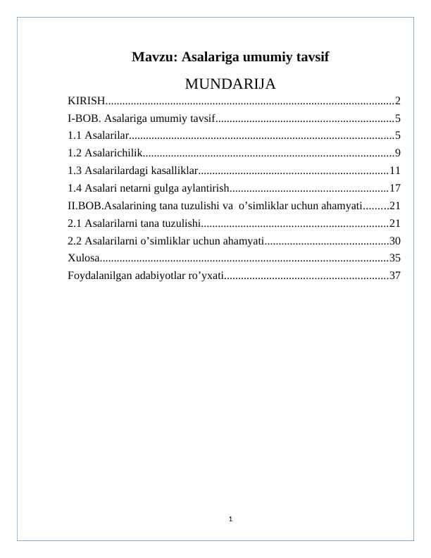 Asalariga umumiy tavsif