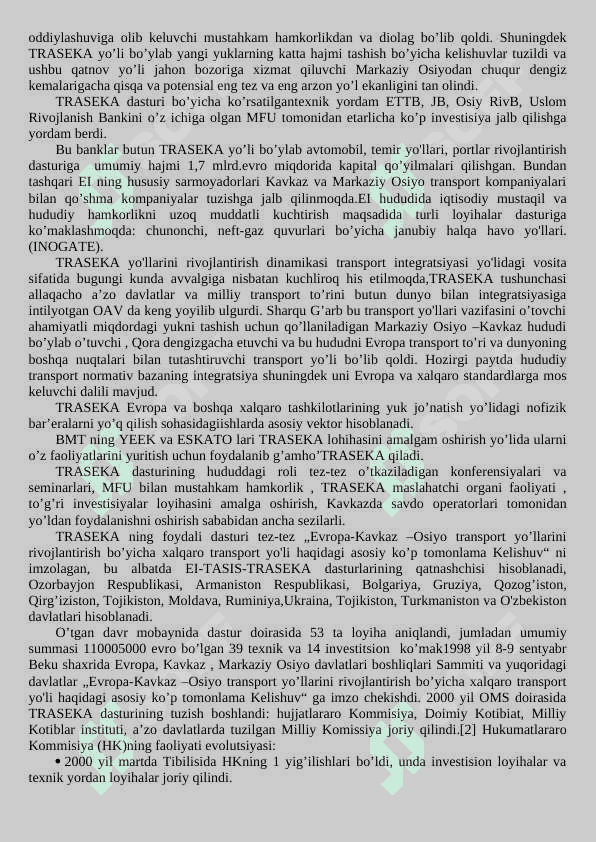 O’zbekiston iqtisodiyoti rivojlanishida xalqaro transport yo’llarining roli. 6