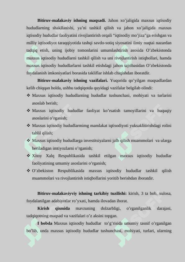 MAXSUS IQTISODIY HUDUDLAR, UNING MILLIY IQTISODIYOTDA TUTGAN O’RNI VA ROLI. 4