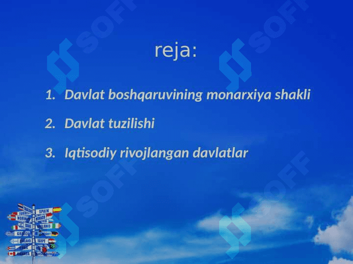 Jahon mamlakatlarining davlat tuzimi va boshqaruv shakillari 2