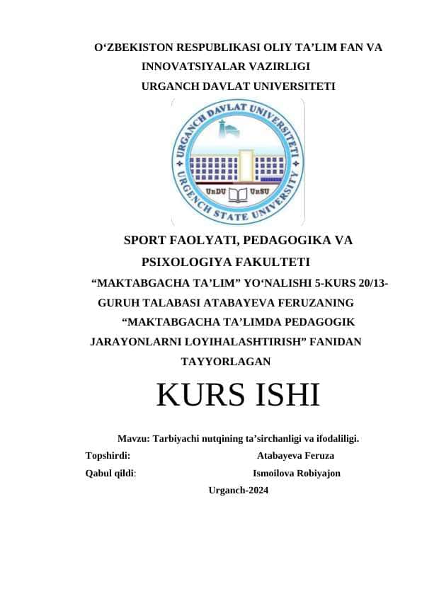 Tarbiyachi nutqining ta’sirchanligi va ifodaliligi
