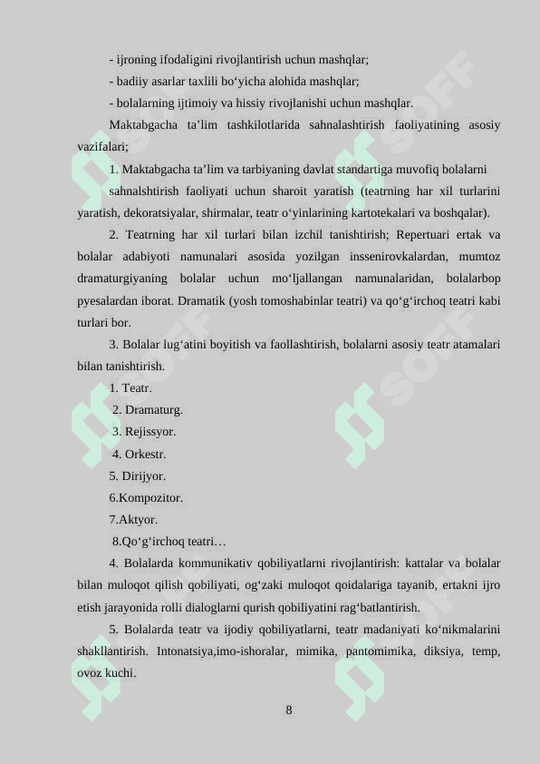 Badiiy asarni sahnalashtirish turlari va uni qo‘yib ko‘rsatish metodlari 8