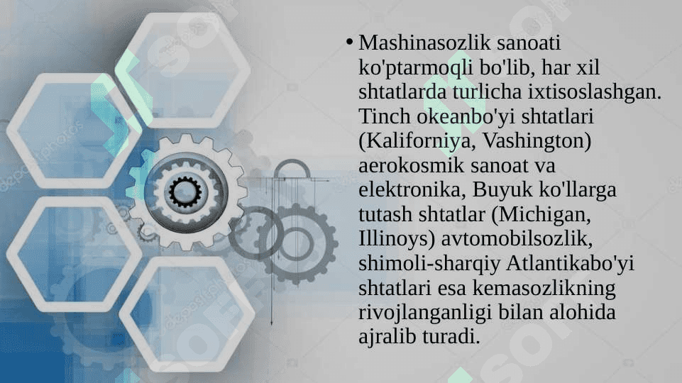 Amerika Qóshma Shtatlari xo‘jaligi va iqtisodiy rayonlari degan mavzuda slayd ishi. 8