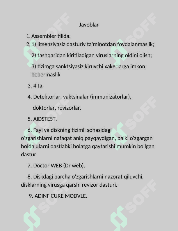 Antivirus dasturiy vositalari bilan ishlash 2