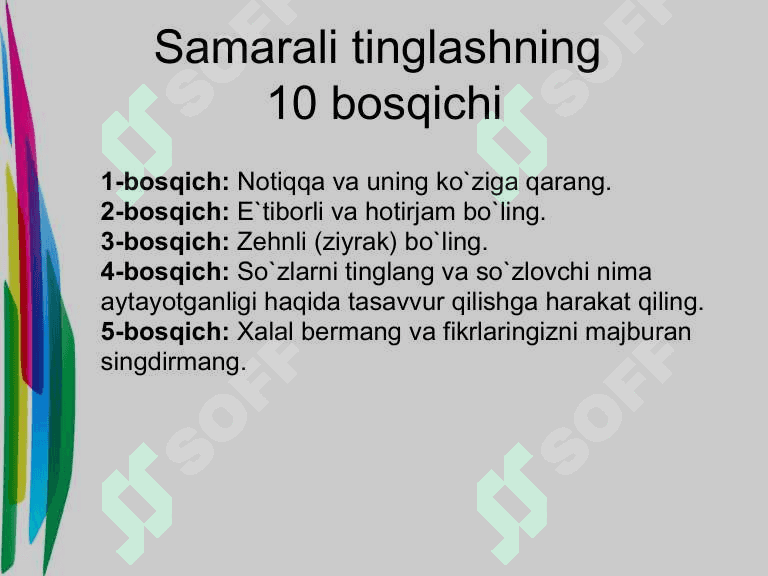Samarali tinglash ko'nikmalari 8