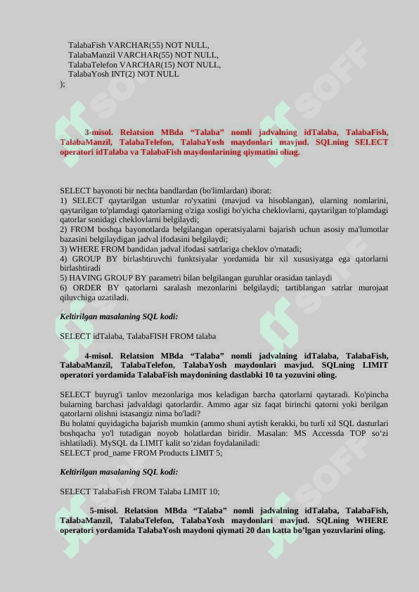 MBBT fanidan amaliy mashg'ulot 2