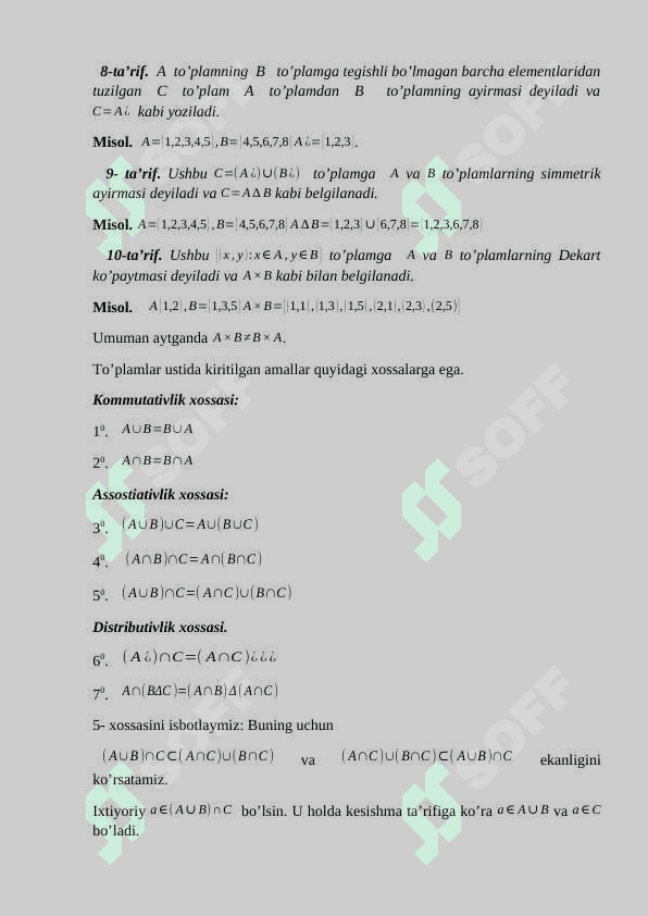 To`plamlarni akslantirish va uning turlari 6