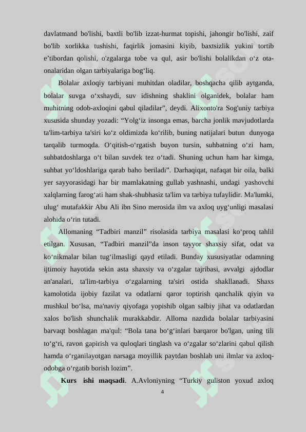 “Abdulla Avloniyning Turkiy guliston yohud axloq asaridagi yoshlar tarbiyasiga oid g‘oyalar” 3