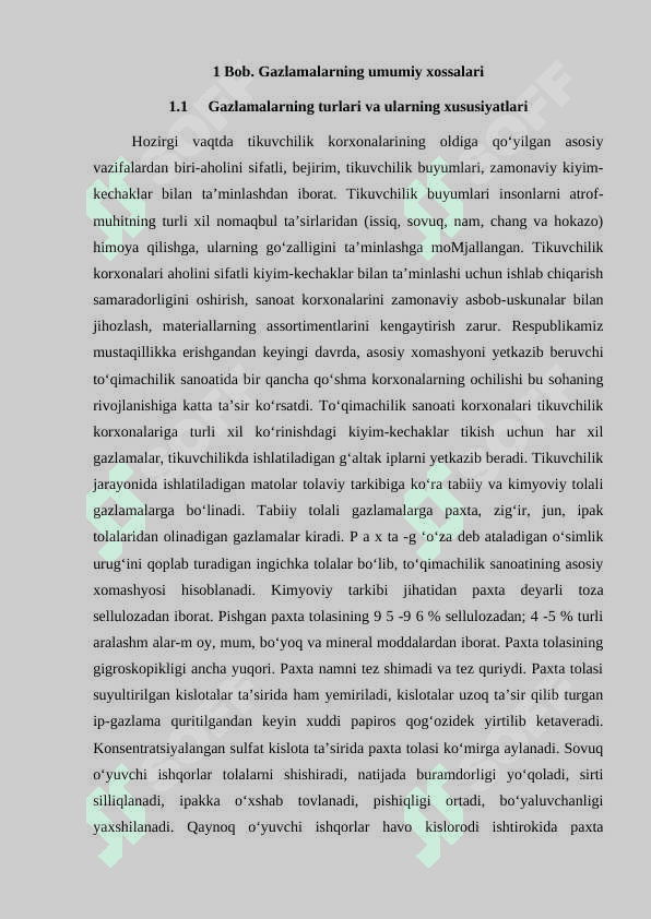 Gazlamalarning umumiy xossalari va aniqlash usullari 6