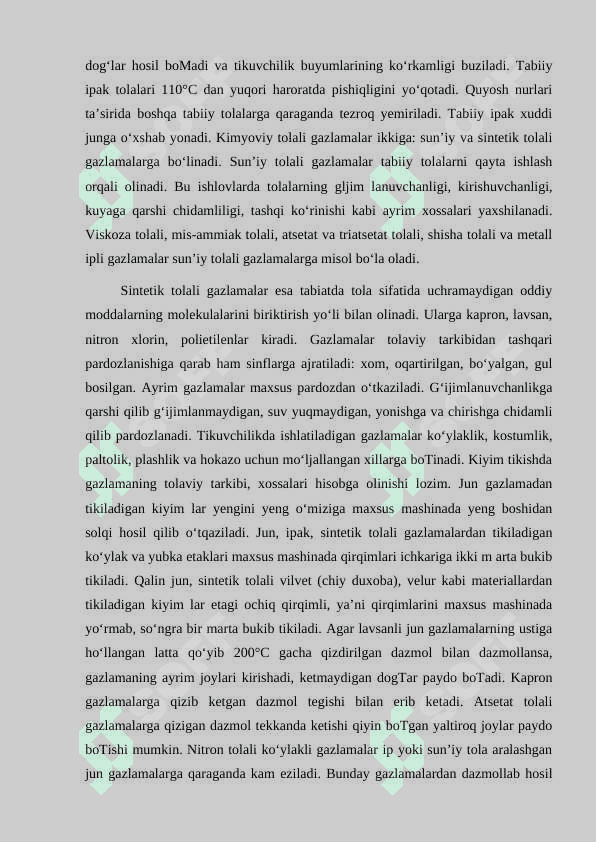 Gazlamalarning umumiy xossalari va aniqlash usullari 8