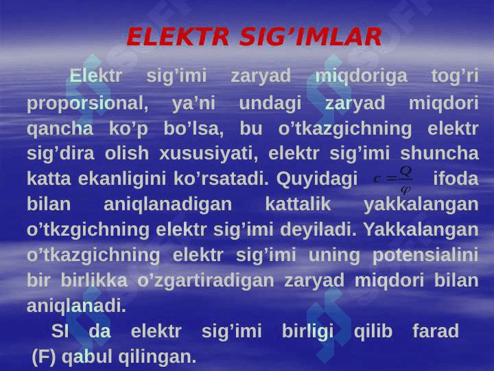 8-sinf fizika Elektr sig‘imi. Kondensatorlar 3