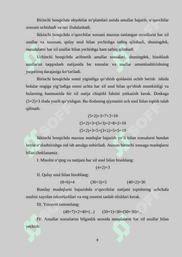 “Yuzlik” mavzusida o’quvchilarga algebra elementlarini o’ganish  metodikasi 8