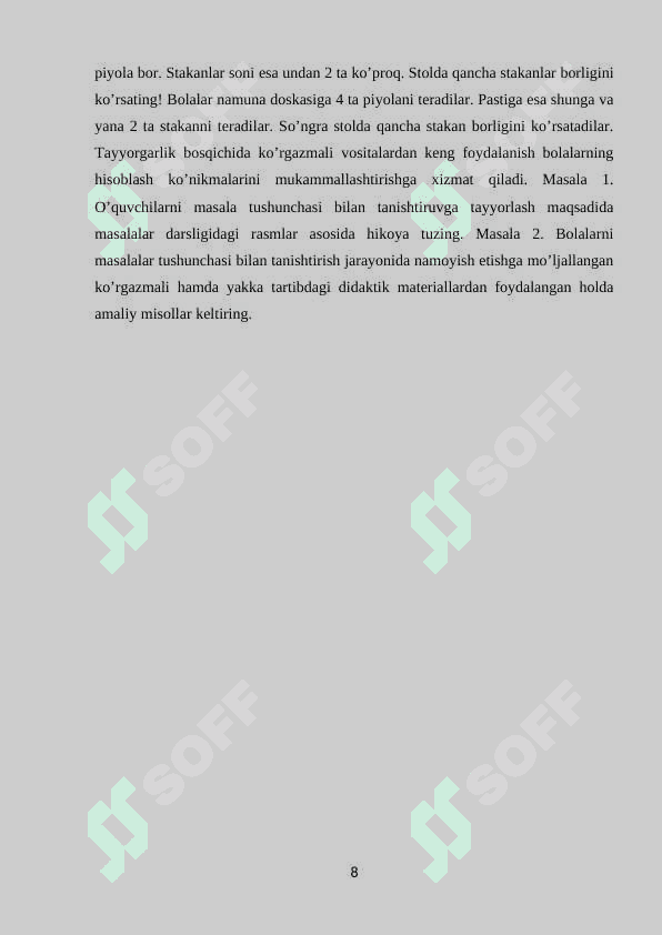 Harakatga doir masalalarni o’rganish metodikasi 8