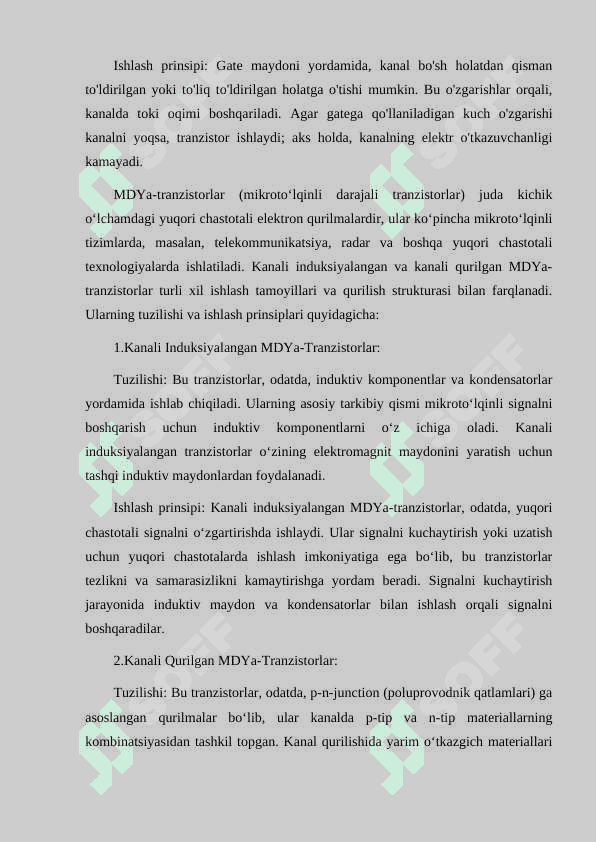 KANALI INDUKSIYALANGAN VA KANALI QURILGAN MDYA-TRANZISTORLARNING TUZLISHI VA ISHLASH PRINSIPLARI 3
