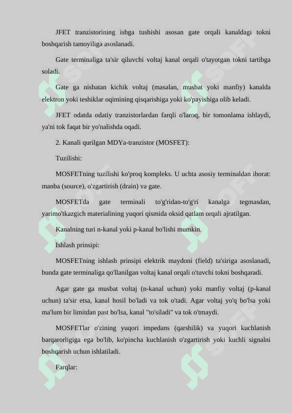 KANALI INDUKSIYALANGAN VA KANALI QURILGAN MDYA-TRANZISTORLARNING TUZLISHI VA ISHLASH PRINSIPLARI 8