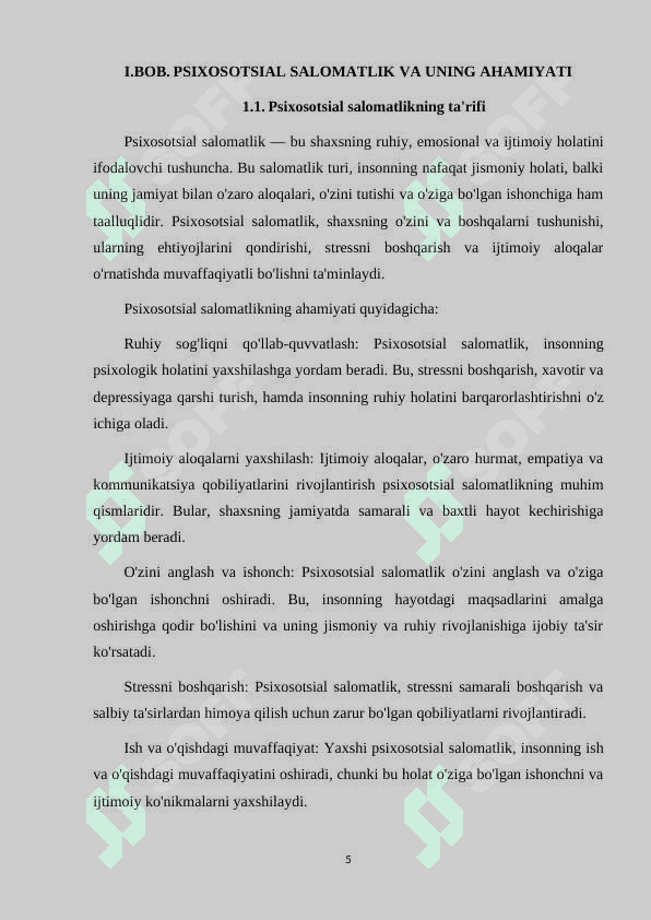 PSIXOLOGIK XIZMATDA PSIXOSOTSIOL SALOMATLIKNI TUTGAN O'RNI 5