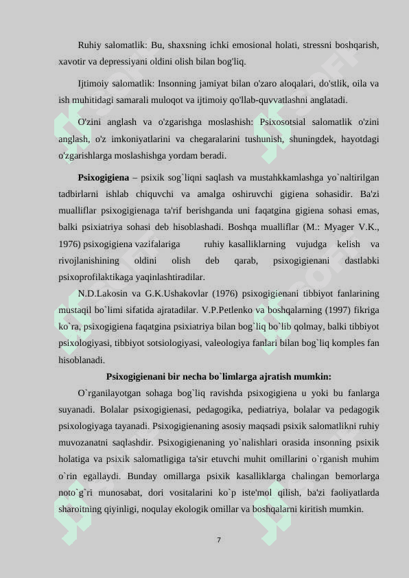 PSIXOLOGIK XIZMATDA PSIXOSOTSIOL SALOMATLIKNI TUTGAN O'RNI 7