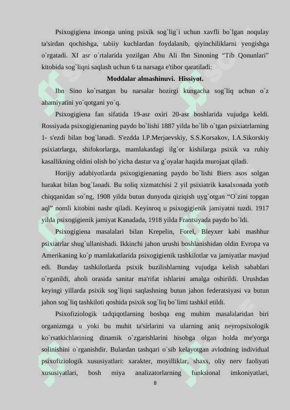 PSIXOLOGIK XIZMATDA PSIXOSOTSIOL SALOMATLIKNI TUTGAN O'RNI 8