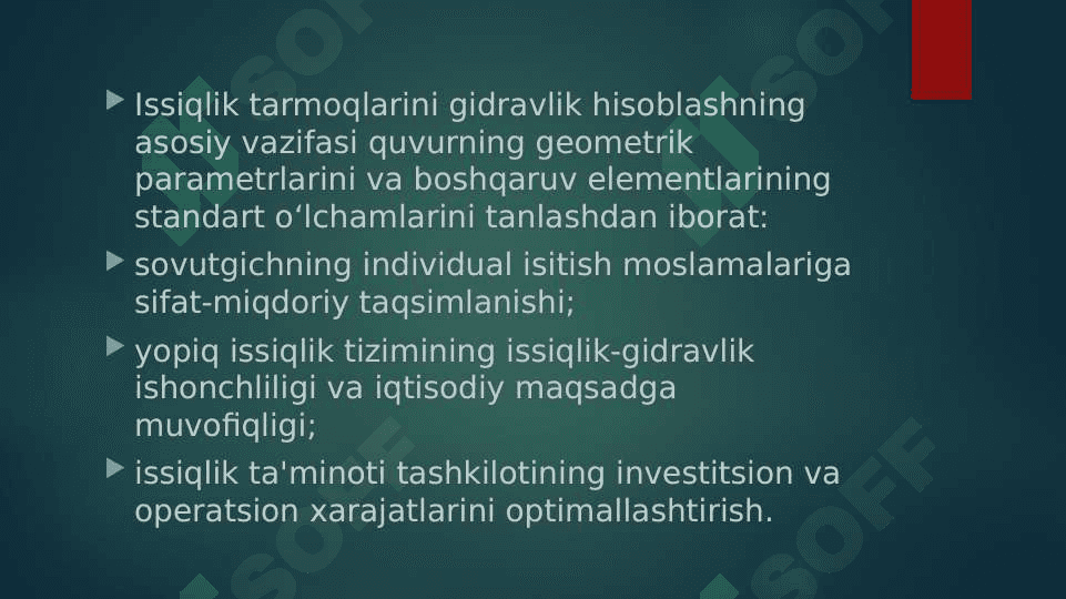 Suvli issiqlik tarmogʻining gidravlik hisobi 4