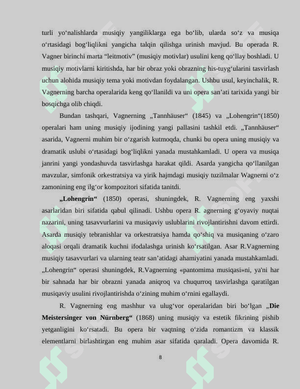 R.VAGNERNING MUSIQADAGI O’RNI 8