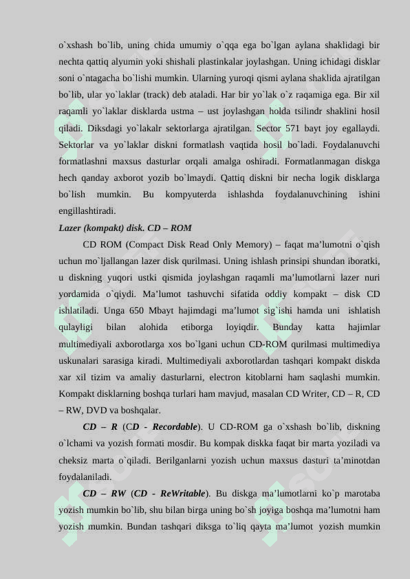 Tashqi xotira xarakteristikalari 7