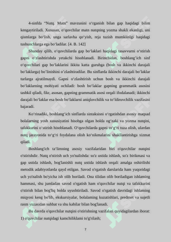 Savod o’rgatish davrida gap ustida ishlash 8