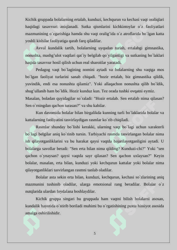 Boshlang’ich  sinf  bolalarini  vaqt  bilan  tanishtirish  mazmuni  ( ingliz tili vositasida) 5