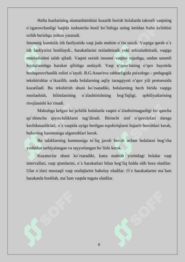 Boshlang’ich  sinf  bolalarini  vaqt  bilan  tanishtirish  mazmuni  ( ingliz tili vositasida) 8