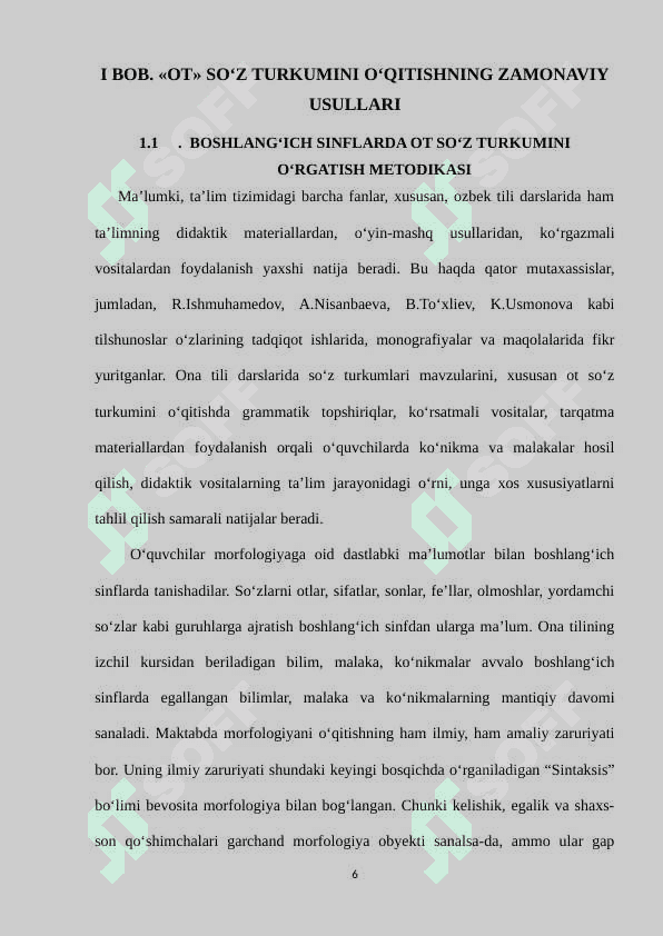 OT SO’Z TURKUMINI O’RGANISH JARAYONIDA O’QUVCHILAR NUTQINI O’STIRISH 6