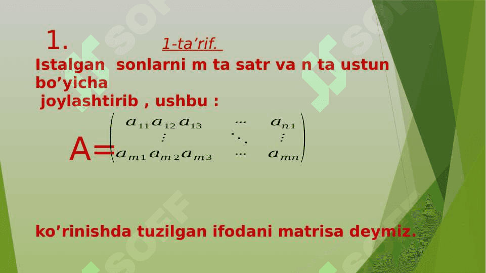 MATRISA RANGI VA MATRISAGA TESKARI MATRISA TOPISH 2
