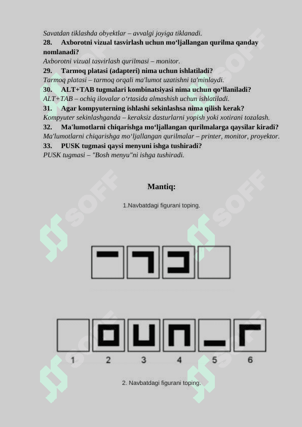 Argos test 2024 Axborot texnologiyalari, mantiq, milliy qonunchilik 3