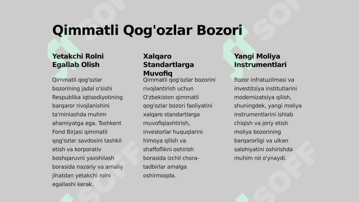 Uzbekistonda Moliya Bozorining Rivojlanishi. 2