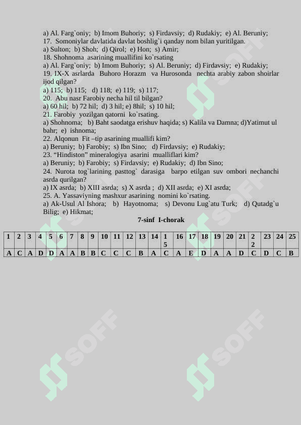 7-sinf tarix 1-4-chorak (Javoblari bilan) 2