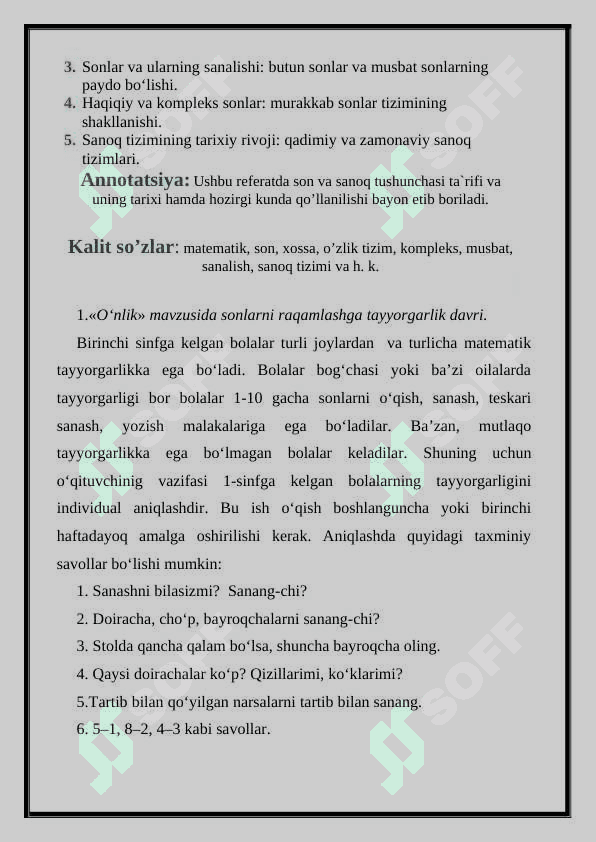 Son va sanoq tushunchasini shakllantirish 2