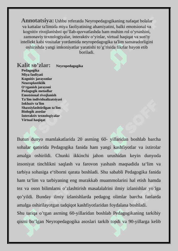 Neyropedagogika, pedagogikaning yangi, mustaqil sohasi sifatida 2
