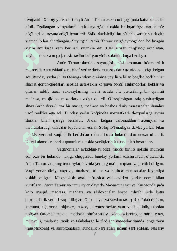 Amir Temur davlatida yer-suv masalalari 7