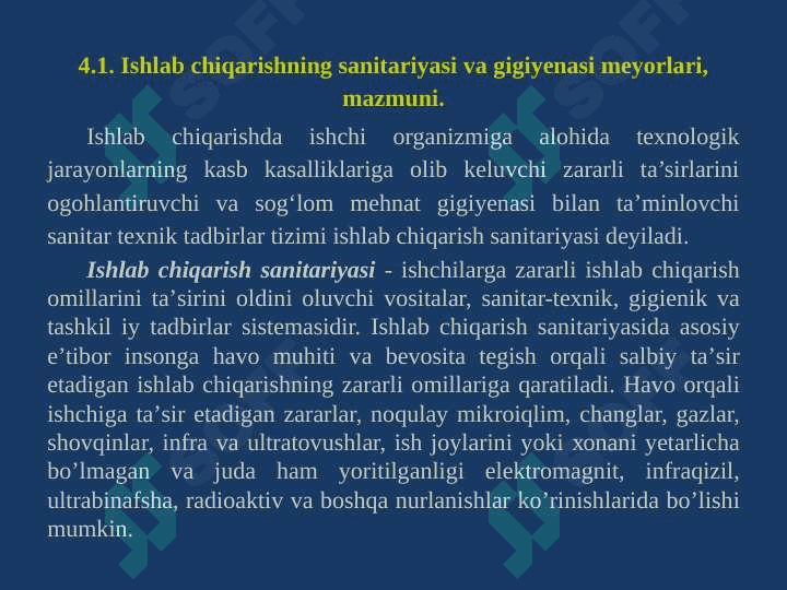 Mа’ruzа. Ishlаb chiqаrish jarayonlari  sаnitаriyasi  va  gigiyenasi. 2