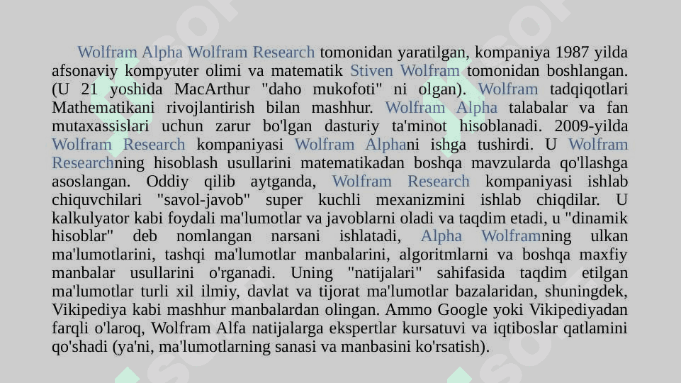 Wolframalpha qidiruv tizimi imkoniyatlari 4