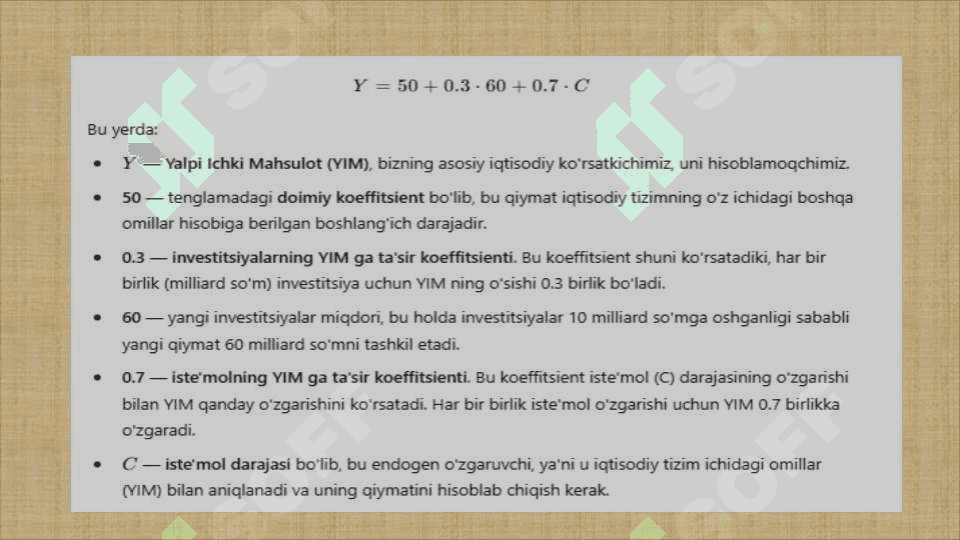 Tenglamalar tizimi ko'rinishidagi ekonometrik model 8