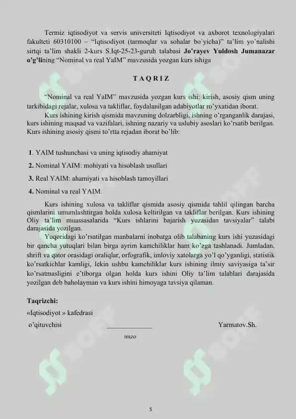 KURS ISHI Nominal va real YaIM 5