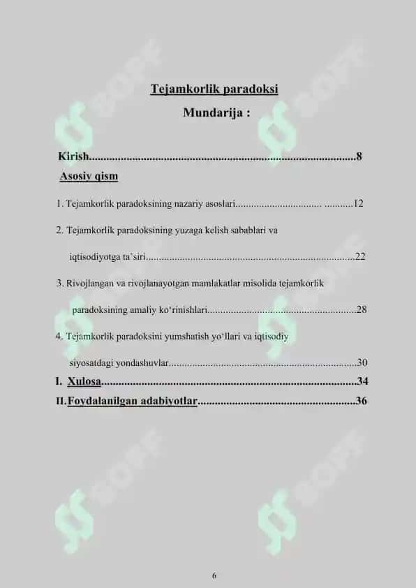 Kurs ishi Tejamkorlik paradoksi 6