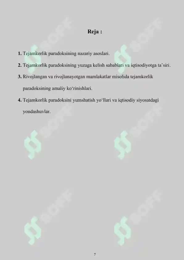 Kurs ishi Tejamkorlik paradoksi 7