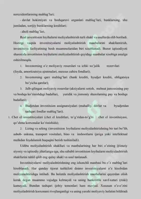 Investitsiya va innovatsiyalar 5