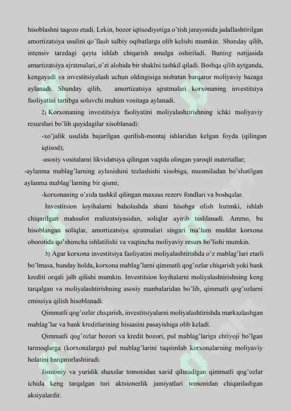 Investitsiya va innovatsiyalar 8