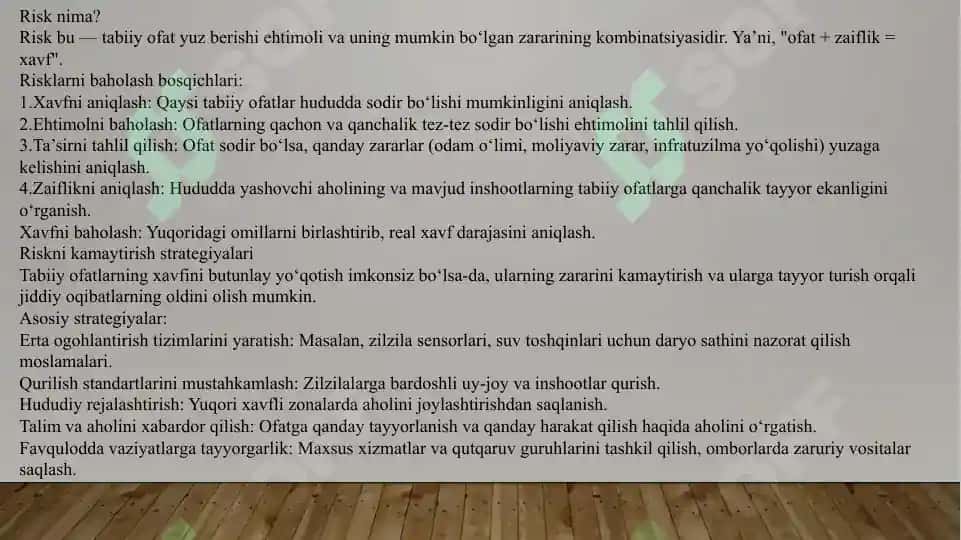 risklarni boshqarish mustaqil ishi 4