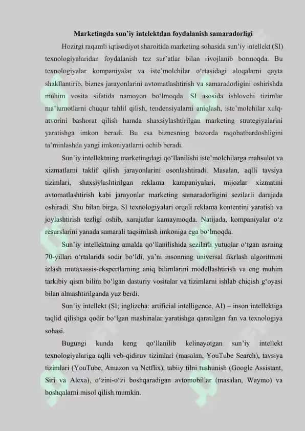 Sun’iy Intellektning Marketingdagi Ro'li 2