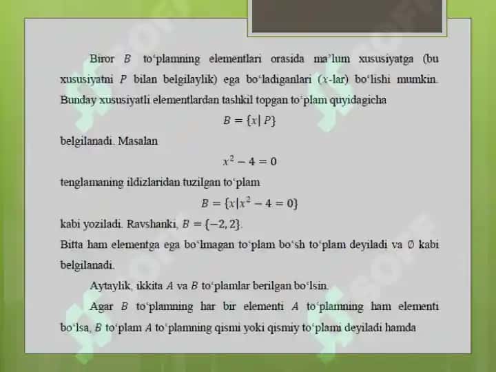 To'plamlar va ular ustida amallar 5